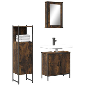 vidaXL Bathroom Furniture Set Restroom Storage Cabinet 3 Piece Engineered Wood-10