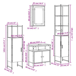 vidaXL 4 Piece Bathroom Furniture Set Black Engineered Wood-3