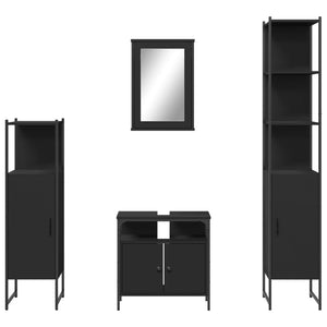 vidaXL 4 Piece Bathroom Furniture Set Black Engineered Wood-6