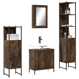 vidaXL Bathroom Furniture Set Restroom Storage Cabinet 4 Piece Engineered Wood-10