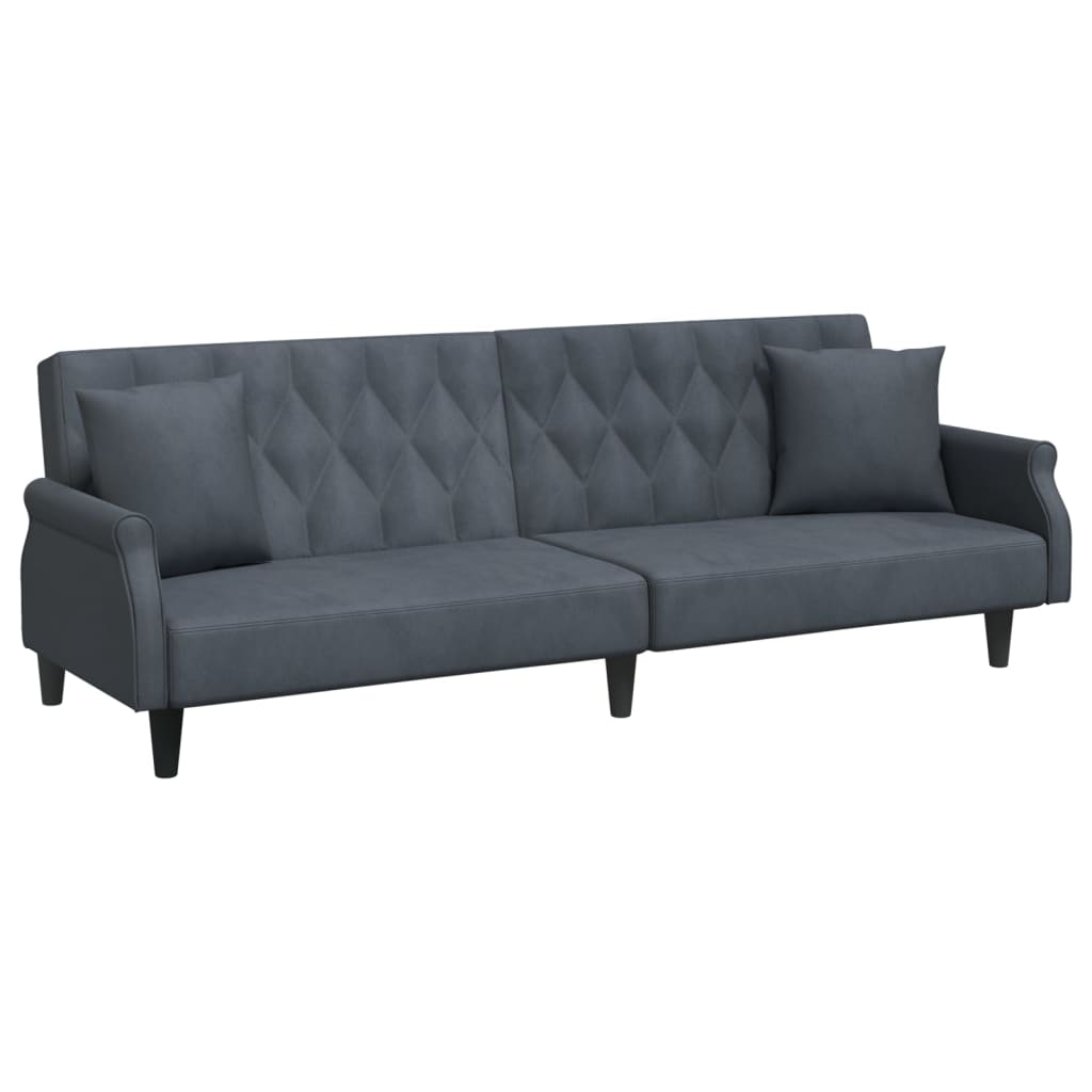 vidaXL 2-Seater Sofa Bed with Pillows and Footstool Accent  Furniture Velvet-3