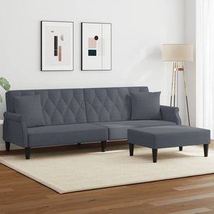 vidaXL 2-Seater Sofa Bed with Pillows and Footstool Accent  Furniture Velvet-1