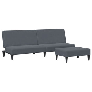 vidaXL 2-Seater Sofa Bed with Footstool Dark Gray Velvet-1