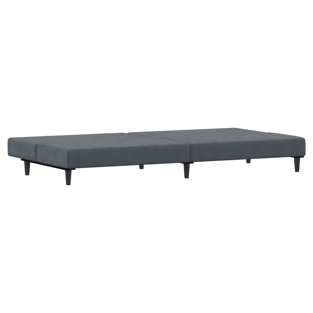 vidaXL 2-Seater Sofa Bed with Footstool Dark Gray Velvet-3