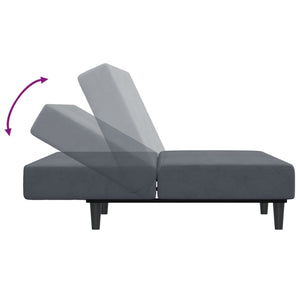 vidaXL 2-Seater Sofa Bed with Footstool Dark Gray Velvet-4