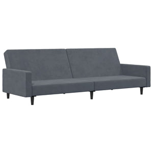 vidaXL 2-Seater Sofa Bed with Footstool Dark Gray Velvet-3