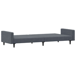 vidaXL 2-Seater Sofa Bed with Footstool Dark Gray Velvet-4