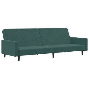 vidaXL 2-Seater Sofa Bed with Footstool Dark Green Velvet-3