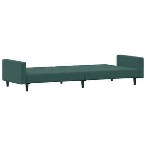 vidaXL 2-Seater Sofa Bed with Footstool Dark Green Velvet-4
