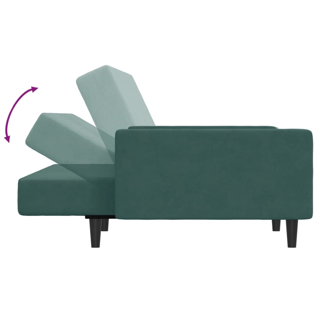 vidaXL 2-Seater Sofa Bed with Footstool Dark Green Velvet-5