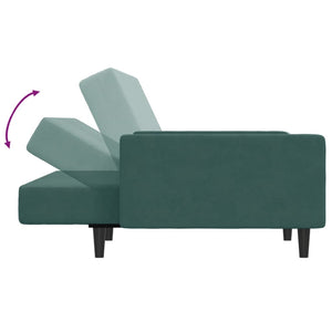 vidaXL 2-Seater Sofa Bed with Footstool Dark Green Velvet-5