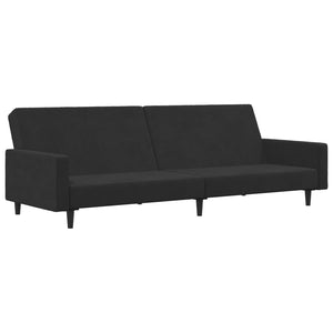 vidaXL 2-Seater Sofa Bed with Footstool Black Velvet-3