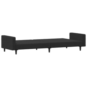 vidaXL 2-Seater Sofa Bed with Footstool Black Velvet-4