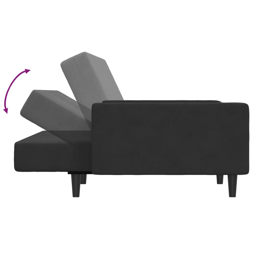 vidaXL 2-Seater Sofa Bed with Footstool Black Velvet-5