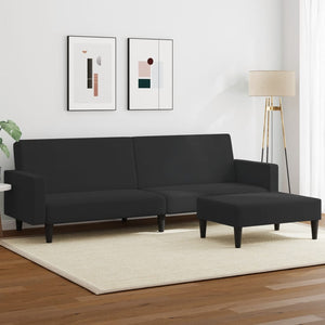 vidaXL 2-Seater Sofa Bed with Footstool Black Velvet-0
