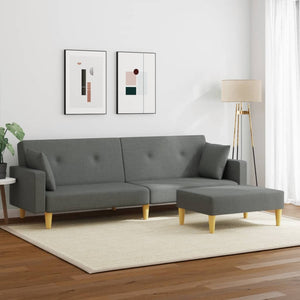 vidaXL 2-Seater Sofa Bed with Footstool Couch Living Room Furniture Fabric-11