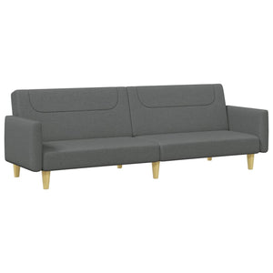 vidaXL 2-Seater Sofa Bed with Footstool Black Fabric-12