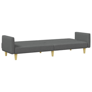 vidaXL 2-Seater Sofa Bed with Footstool Black Fabric-13