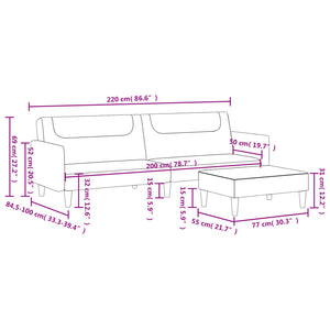 vidaXL 2-Seater Sofa Bed with Footstool Black Fabric-11