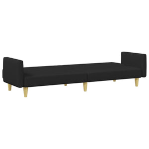 vidaXL 2-Seater Sofa Bed with Footstool Black Fabric-4