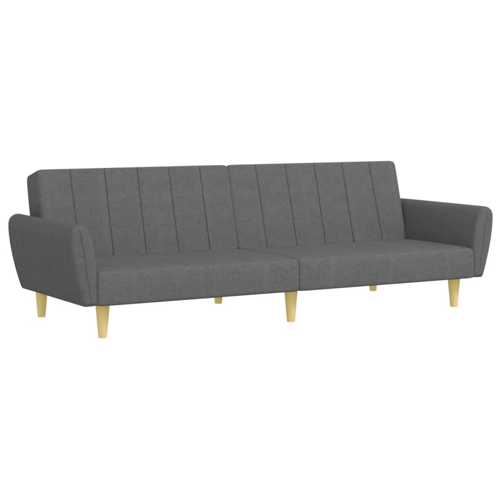 vidaXL 2-Seater Sofa Bed with Footstool Black Fabric-11