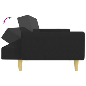 vidaXL 2-Seater Sofa Bed with Footstool Black Fabric-5