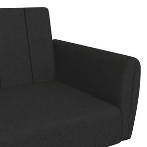 vidaXL 2-Seater Sofa Bed with Footstool Black Fabric-7