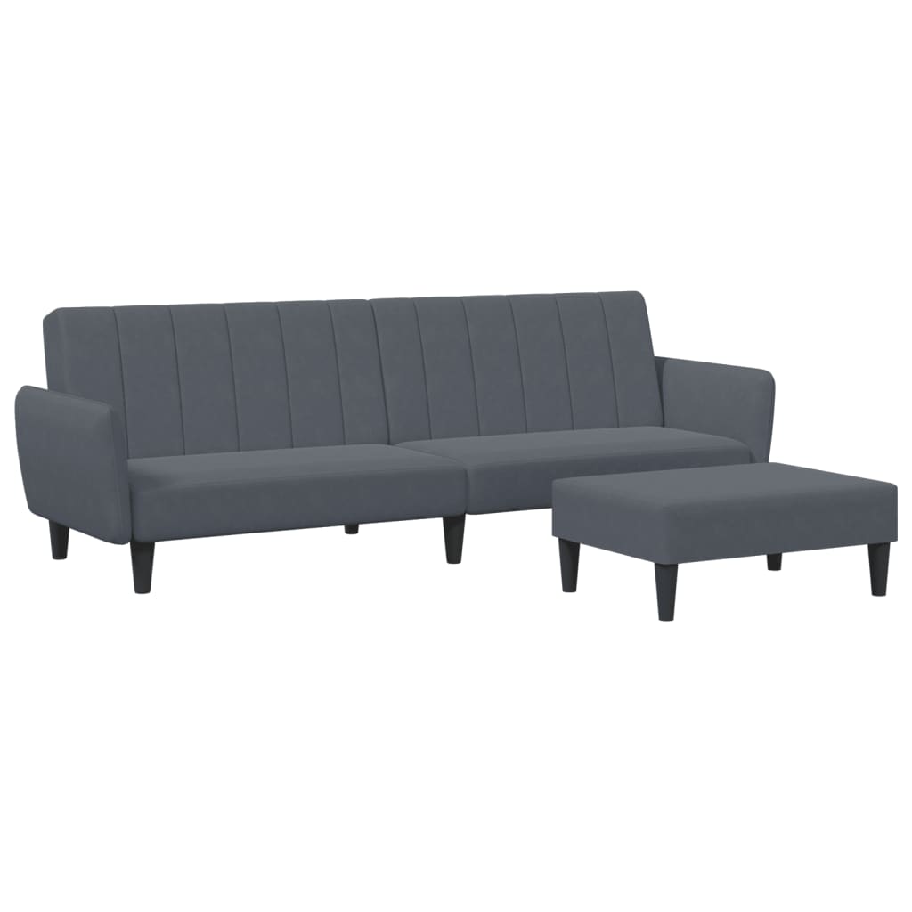 vidaXL 2-Seater Sofa Bed with Footstool Couch Living Room Furniture Velvet-21