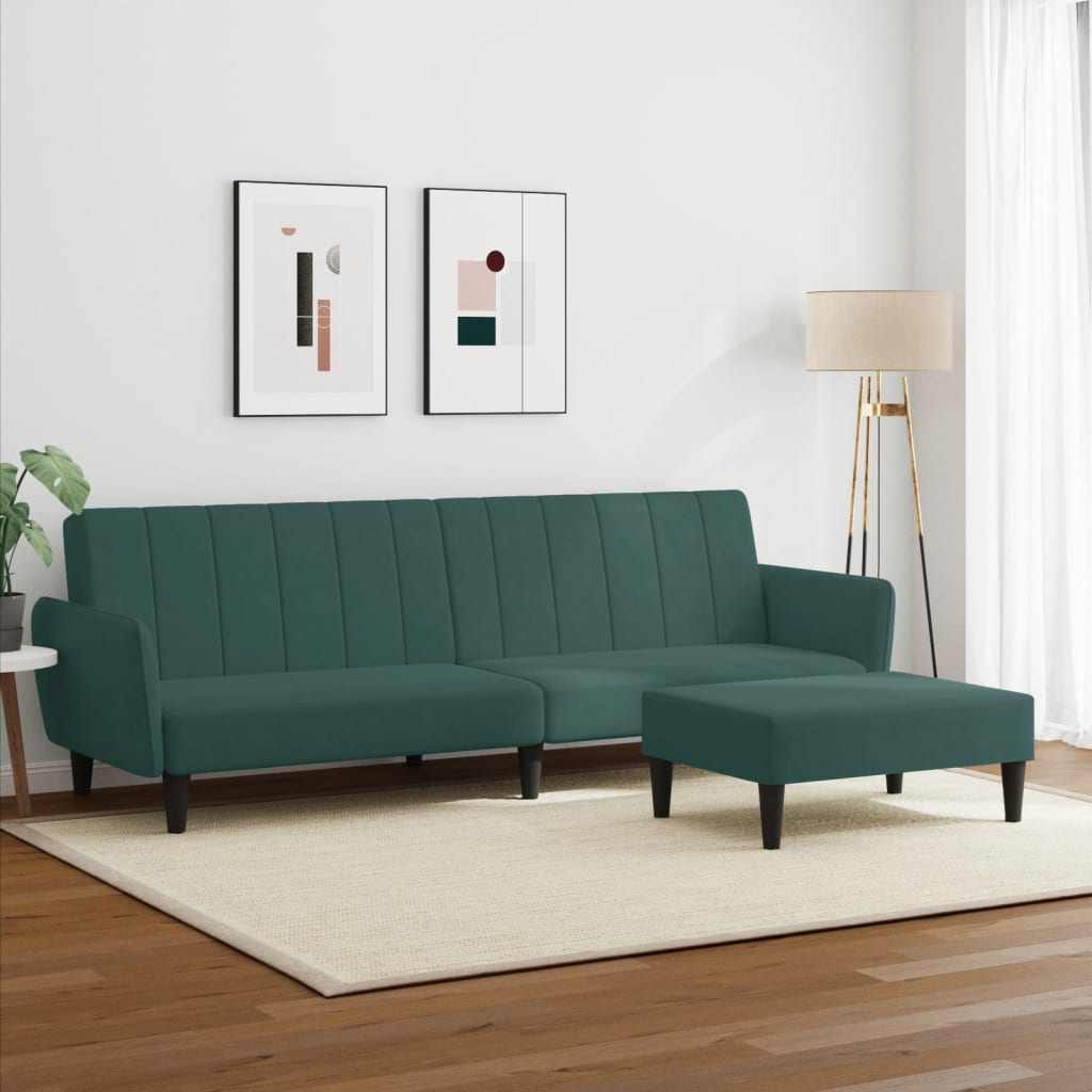 vidaXL 2-Seater Sofa Bed with Footstool Couch Living Room Furniture Velvet-22