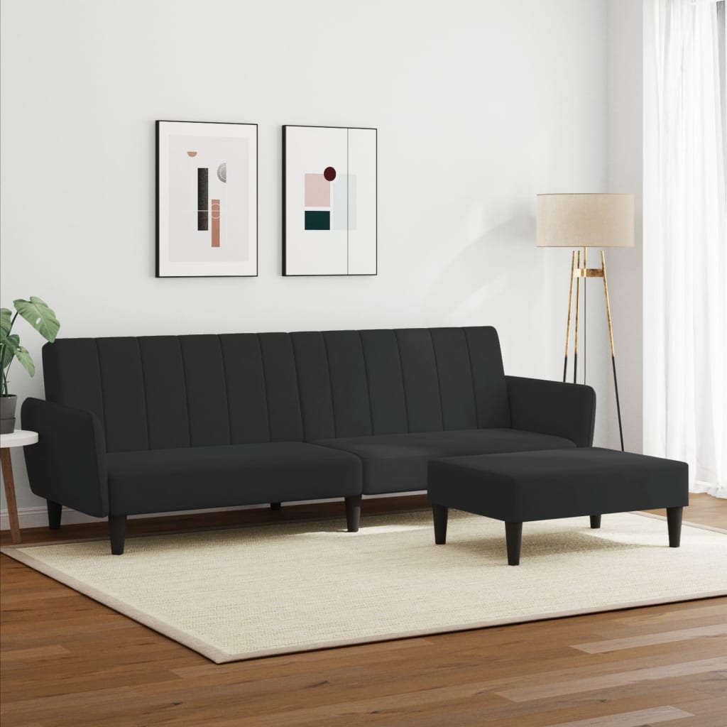 vidaXL 2-Seater Sofa Bed with Footstool Couch Living Room Furniture Velvet-6