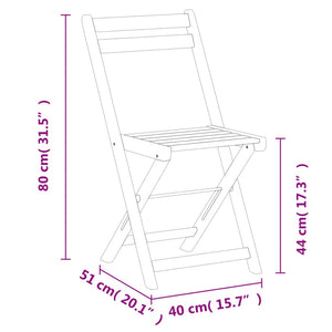 vidaXL Folding Bistro Chairs Outdoor Patio Dining Furniture Solid Wood Acacia-21