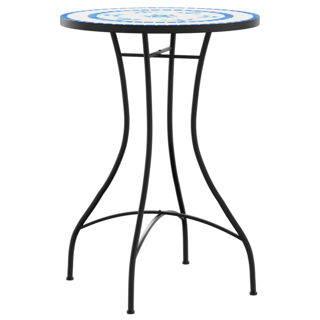 vidaXL Mosaic Bistro Set Blue and White Iron and Ceramic-0