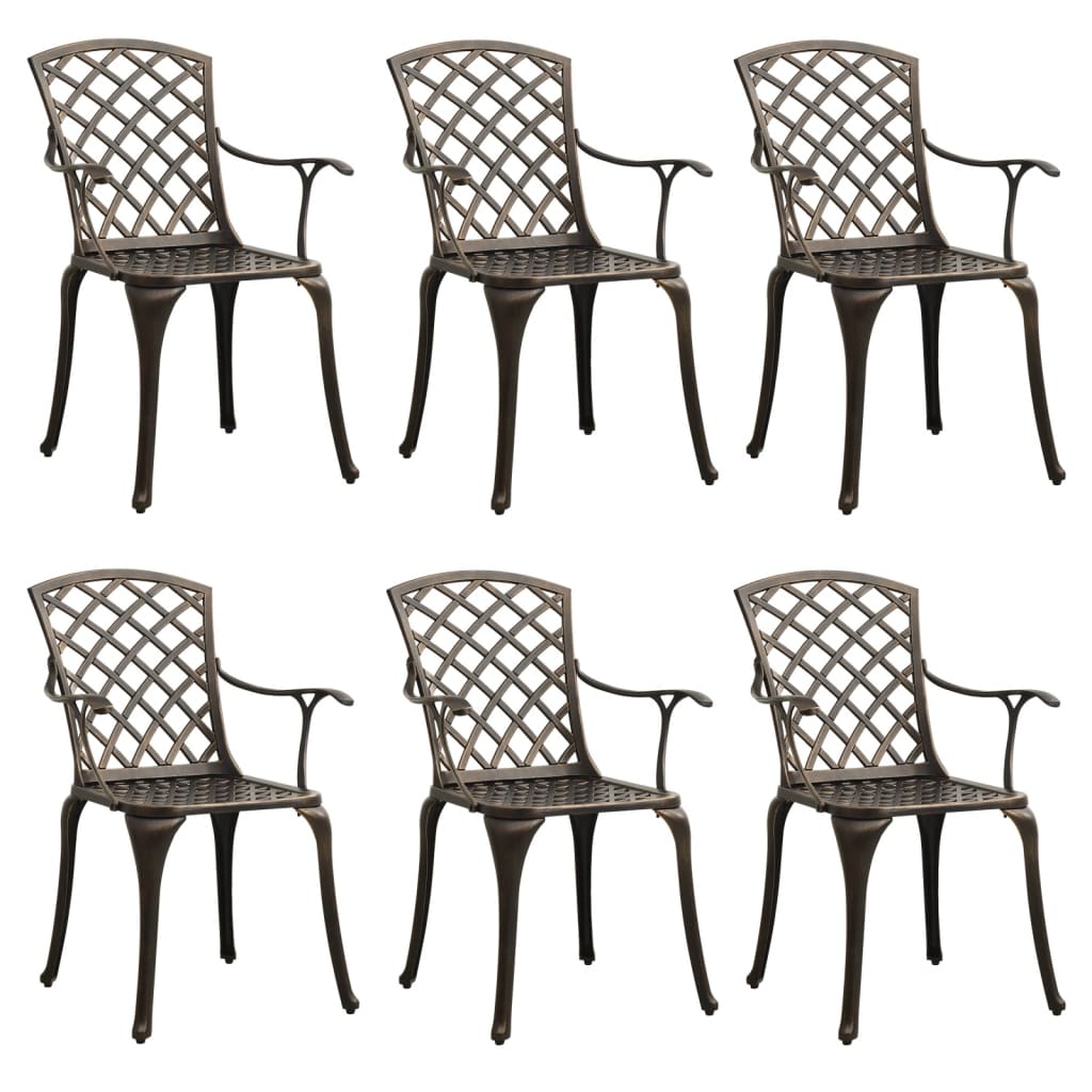 vidaXL Patio Chairs Outdoor Garden Dining Seat Furniture 6 Pcs Cast Aluminum-10