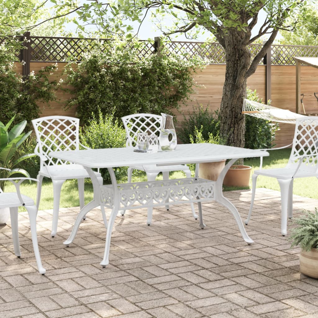 vidaXL Patio Table White 59.1"x35.4"x28.3" Cast Aluminum-1