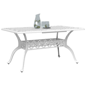 vidaXL Patio Table White 59.1"x35.4"x28.3" Cast Aluminum-3