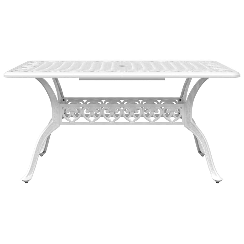 vidaXL Patio Table White 59.1"x35.4"x28.3" Cast Aluminum-4