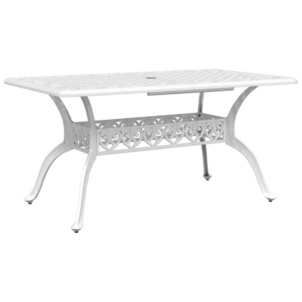 vidaXL Patio Table White 59.1"x35.4"x28.3" Cast Aluminum-6
