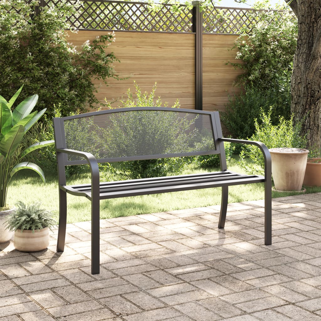 vidaXL Patio Bench 46.9" Black Steel-1