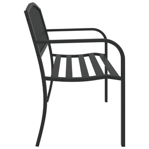 vidaXL Patio Bench 46.9" Black Steel-4