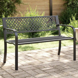 vidaXL Patio Bench 46.9" Black Steel-0