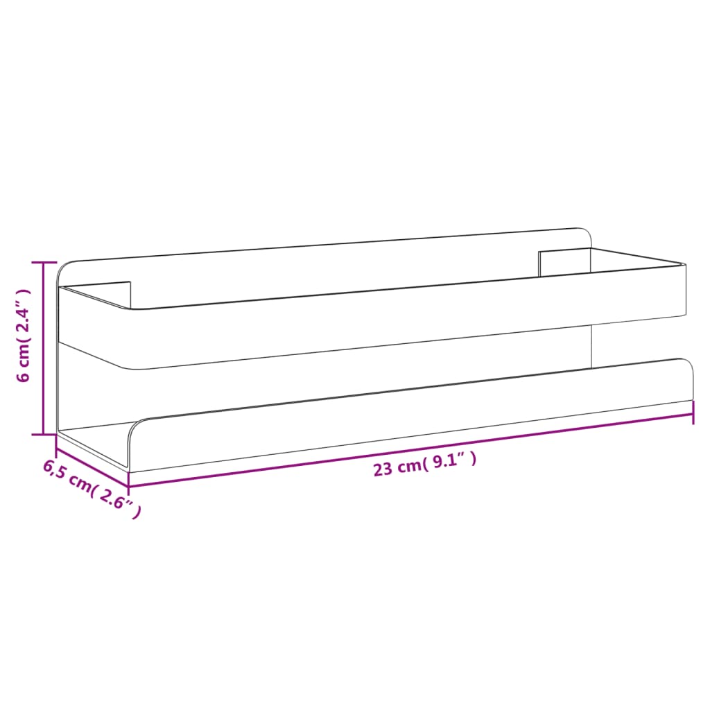 vidaXL Shower Shelf 9.1"x2.6"x2.4" Brushed 304 Stainless Steel-4