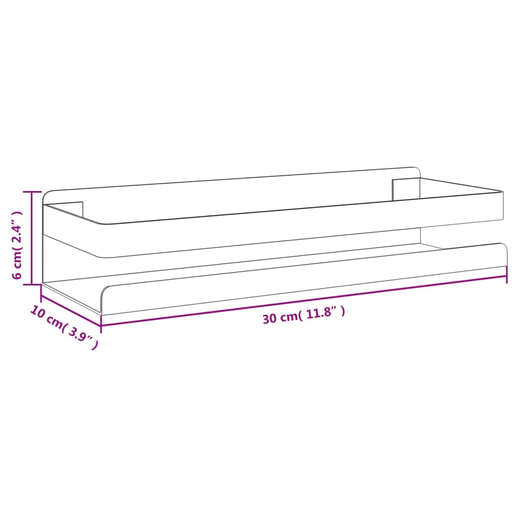 vidaXL Shower Shelf Matt Black 9.1"x2.6"x2.4" Brushed 304 Stainless Steel-0