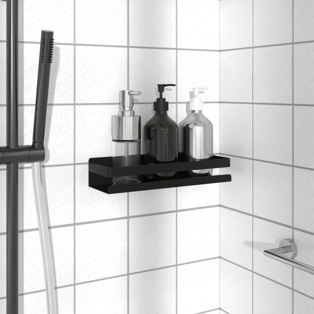 vidaXL Shower Shelf Matt Black 9.1"x2.6"x2.4" Brushed 304 Stainless Steel-15