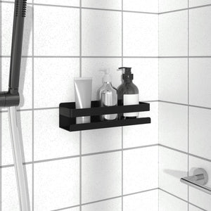 vidaXL Shower Shelf Matt Black 9.1"x2.6"x2.4" Brushed 304 Stainless Steel-7