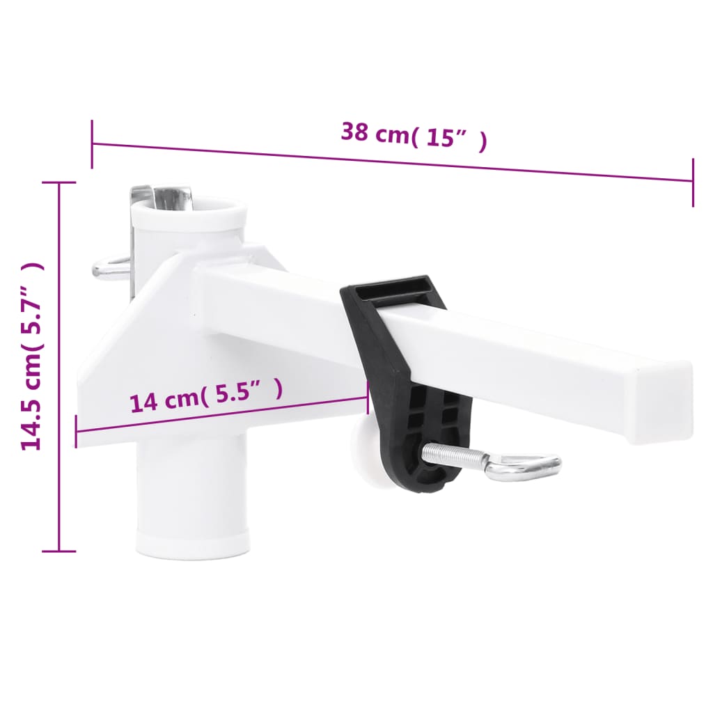 vidaXL Umbrella Clamp for Balcony White 1.5" Steel-3