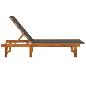 vidaXL Sun Loungers 2 pcs Black Solid Wood Acacia and Textilene-2