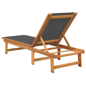 vidaXL Sun Loungers 2 pcs Black Solid Wood Acacia and Textilene-3