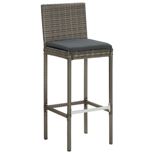 vidaXL 3 Piece Patio Bar Set Gray Solid Wood Acacia and Poly Rattan-3