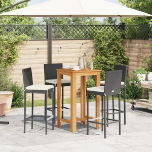 vidaXL 5 Piece Patio Bar Set Black Solid Wood Acacia and Poly Rattan-2