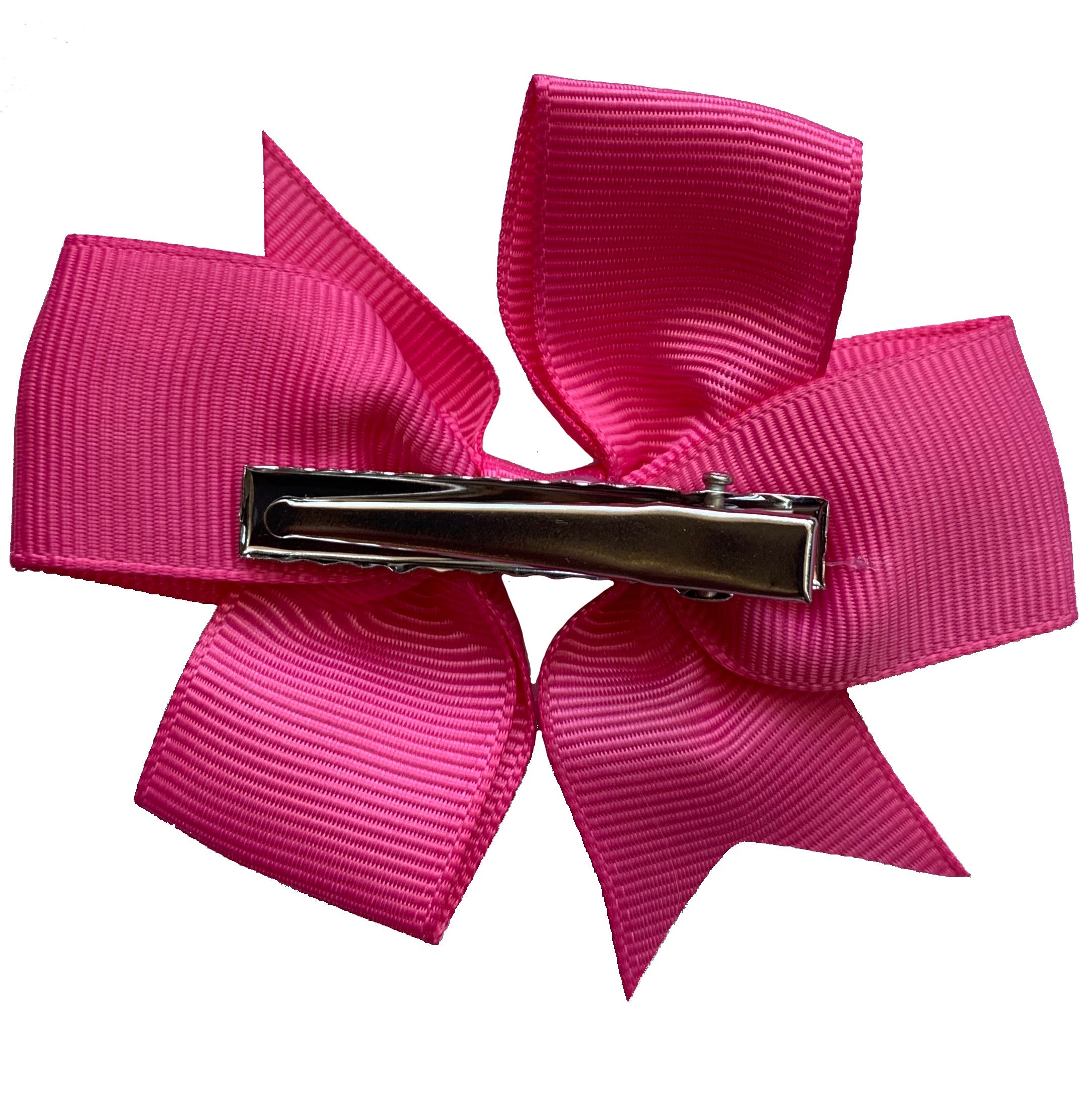 Set of 3- Hot Pink 4" Ribbon Bow Clips-2